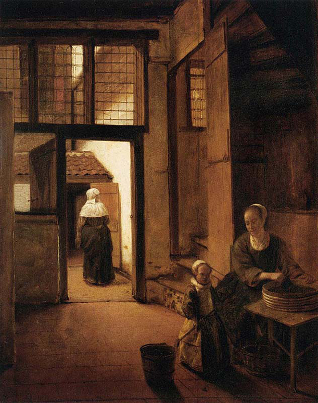 Woman Peeling Vegetables in the Back Room